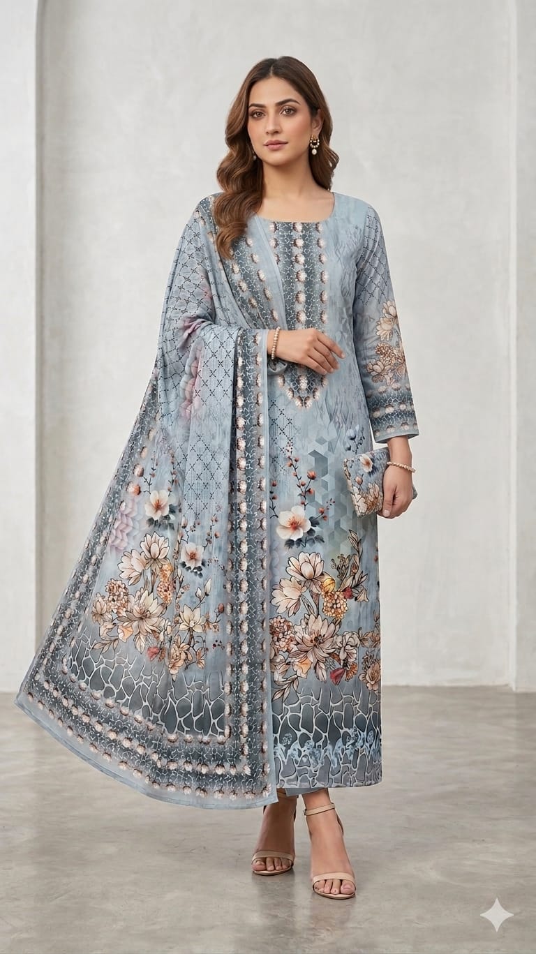 Zam Zam Design Digital Print Unstitched Cotton Three Piece