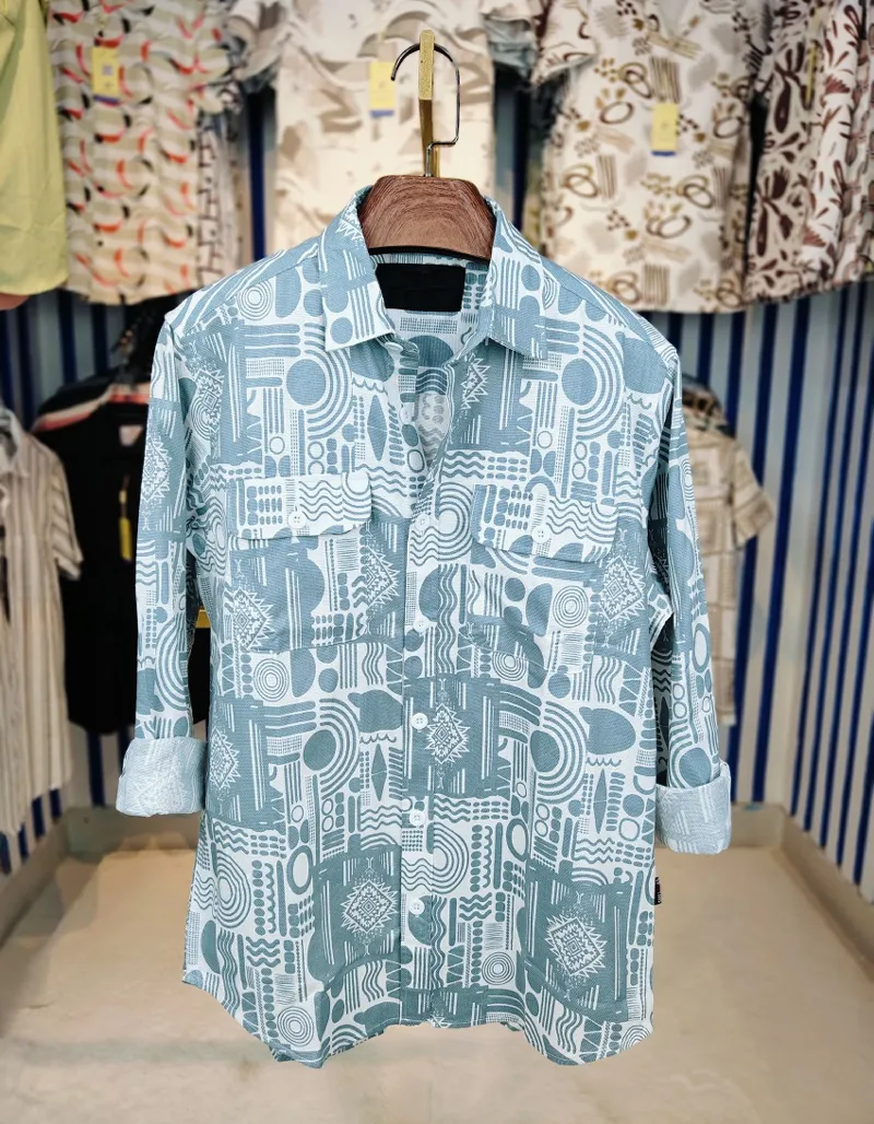 Men's Pure Cotton Double Pocket Summer Shirt, Cup Buttons