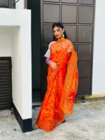 মহিলাদের হাফ সিল্ক স্ক্রিন প্রিন্ট শাড়ি, 12 হাত
