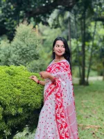 Boishakh Screen Print Saree with Tassel and Blouse Piece