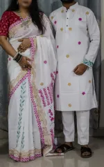 Block Print Dhupian Saree and Panjabi Couple Dress, 38 to 46