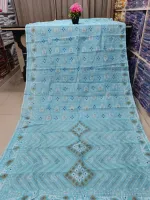 Women's Half Silk Skin Print Saree, 6 Colour Choices