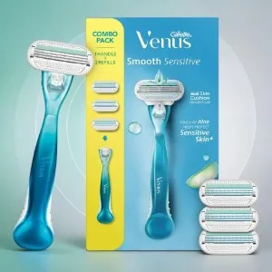 Gillette Venus Smooth Sensitive রেজার - 1 হ্যান্ডেল + 3 রিফিল