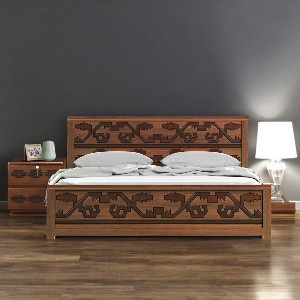 Jamdani Wooden King Bed