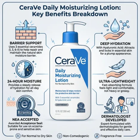 CeraVe ডেইলি ময়েশ্চারাইজিং লোশন নরমাল টু ড্রাই স্কিন 355ml