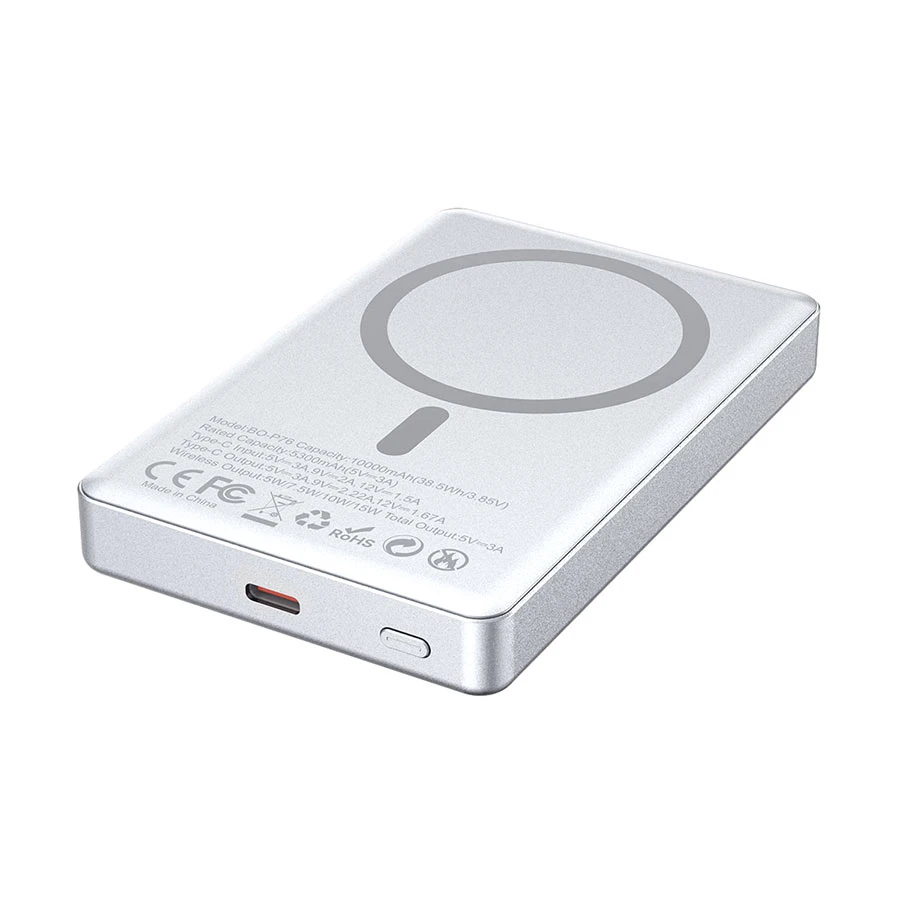 Bwoo BO-P76 10000mAh 20W MagSafe Qi Wireless Power Bank Silver