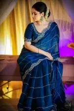 Embroidered Soft Georgette Saree with Separate Blouse Piece
