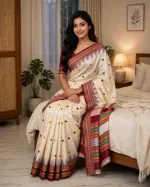 Assam Silk Style Saree with Matching Blouse Piece, 3 Colours