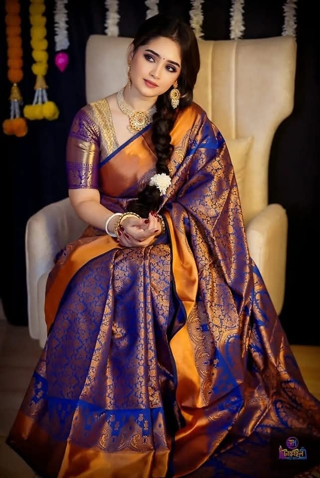 Kanjivaram Silk Saree with Running Blouse, 13+ Haath, 4 Colours