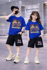 Kids' Drop Shoulder Cotton T-Shirt and Pant Set, 200/220 GSM