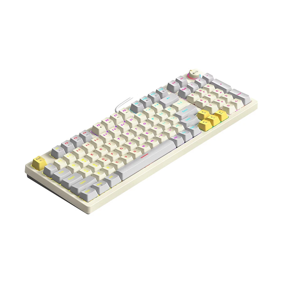 T-Wolf T50 RGB Blue Switch Mechanical Gaming Keyboard, White & Gray