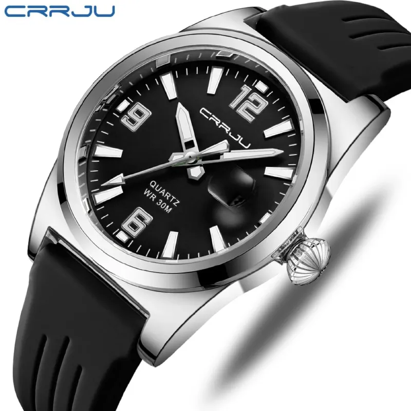 CRRJU 2025 ওয়াটারপ্রুফ ডিজিটাল ঘড়ি (কালো)