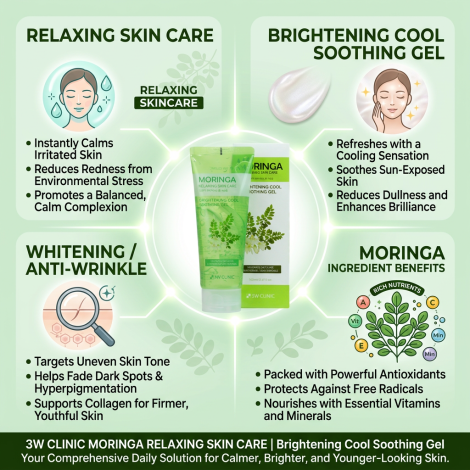 3W Clinic মরিঙ্গা ব্রাইটেনিং কুল সুদিং জেল 160ml