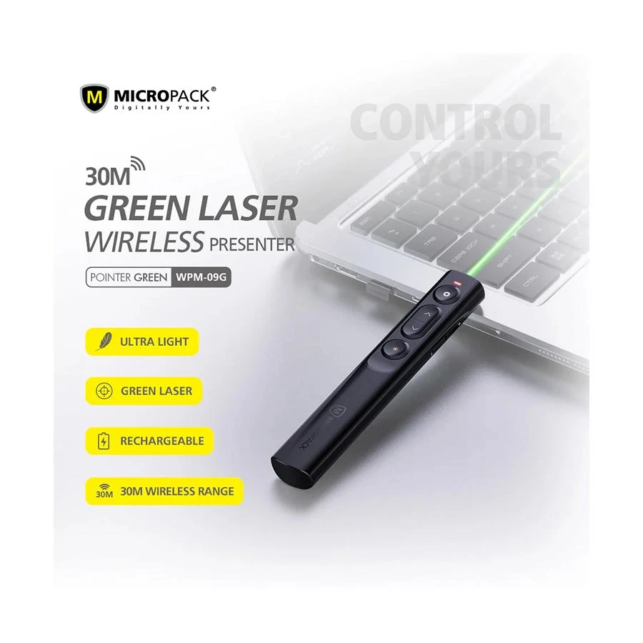 Micropack WPM-09G Rechargeable Wireless Presenter with Green Laser