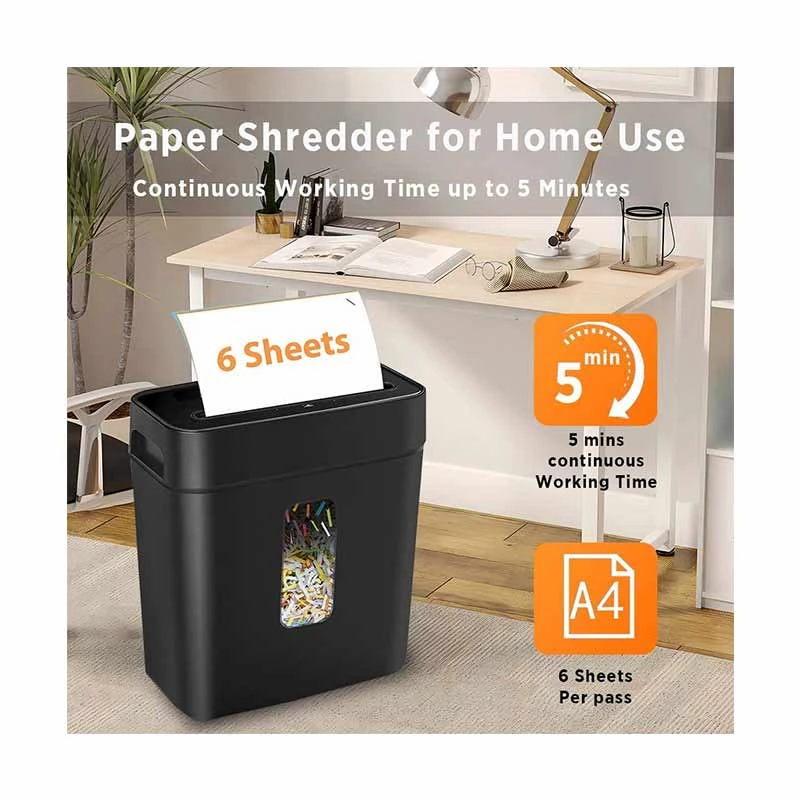 Ofitech OS610C Cross Cut 6 Sheet Black Paper Shredder