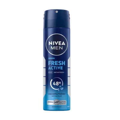 NIVEA Men Fresh Active 48 ঘণ্টা লং লাস্টিং ফ্রেশনেস ডিওডোরেন্ট 150ml