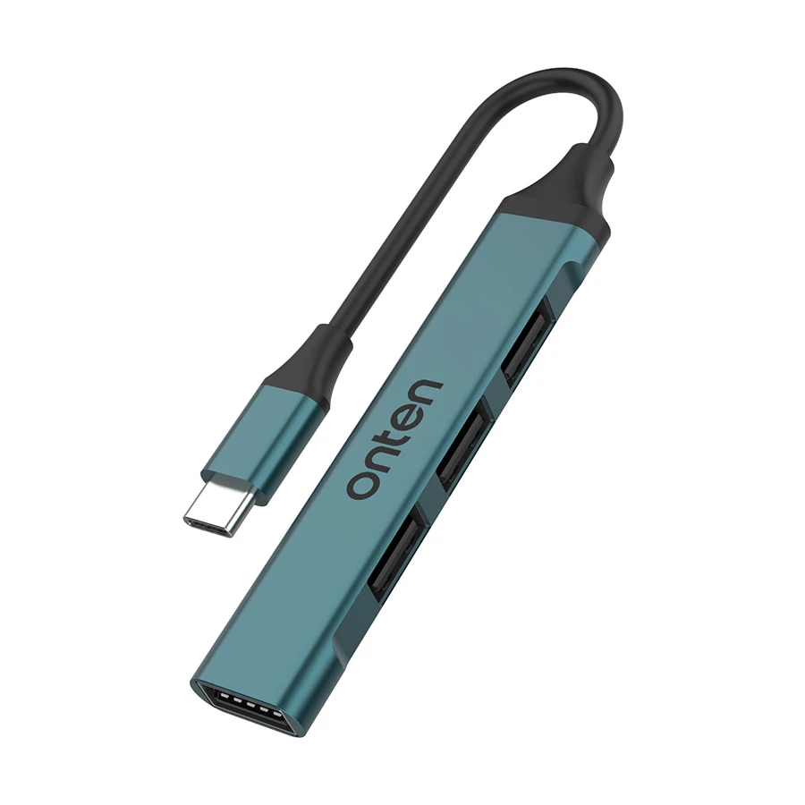 Onten OTN-9701D USB-C Male to Quad USB Female Hub Crystal Teal