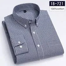 Men's Pure Cotton Office Check Shirt, Collar 15.5 to 16.5