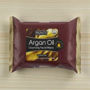 Beauty Formulas Argan Oil ক্লিনজিং ফেসিয়াল ওয়াইপস – 25টি