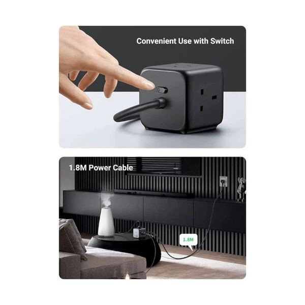 Ugreen DigiNest Cube CD268 ডুয়াল USB 65W GaN ডেস্কটপ চার্জিং স্টেশন (2 পিন, EU)