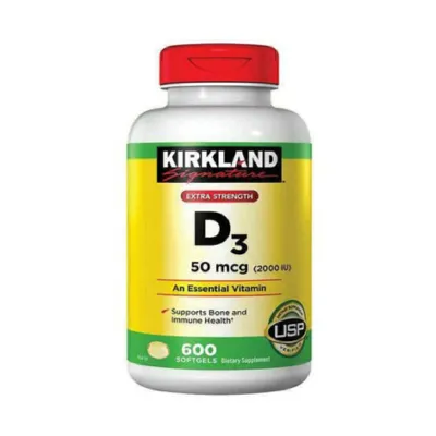 Kirkland Signature Extra Strength ভিটামিন D3 সাপ্লিমেন্ট 50 Mcg 2000 I.U. 600 সফটজেল