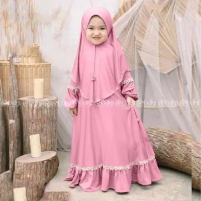 Large Kids Borka with Hijab for Girls, Sizes 36-44