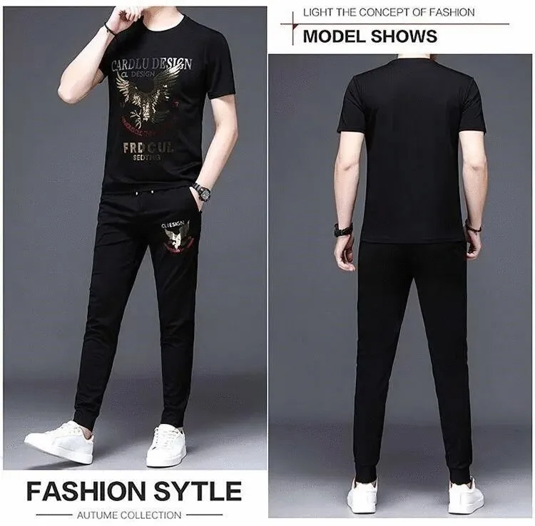 Men's Half Sleeve T-Shirt and Interlock Cotton Jogger Trouser Set