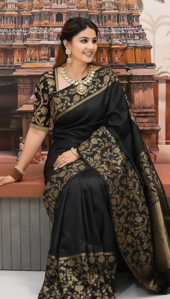 রূপকথা কাতান সিল্ক শাড়ি, বুটিক ডিজাইন ও ব্লাউজ পিসসহ
