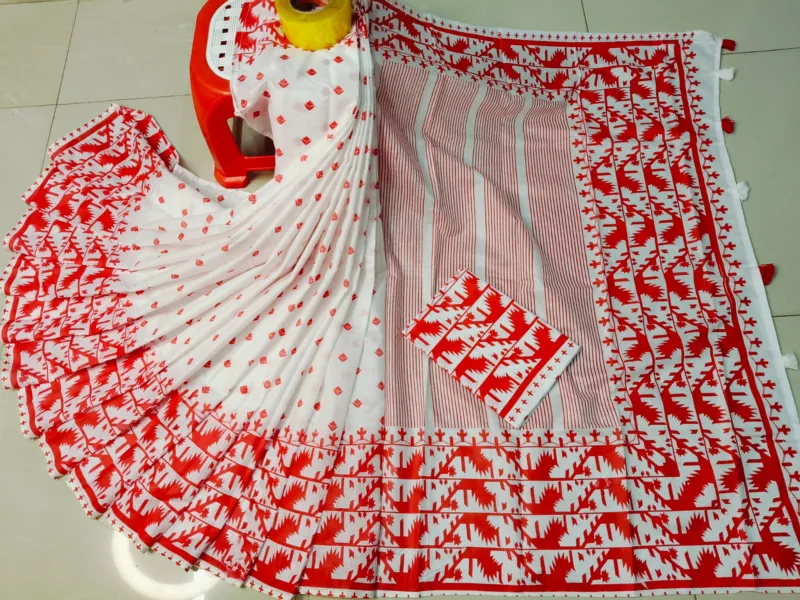 Resham Silk Saree with Screen Print and Blouse Piece