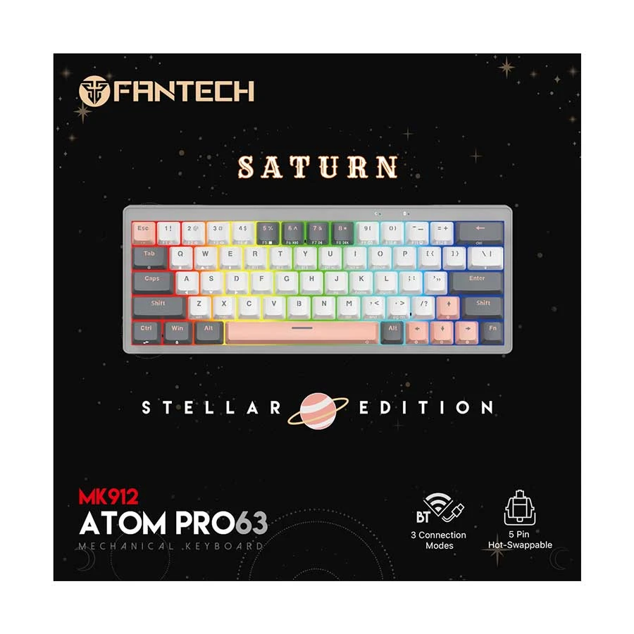 Fantech Atom Pro63 MK912 Tri Mode Red Switch Keyboard Saturn Stellar