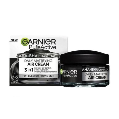 Garnier PureActive AHA + BHA Charcoal Daily Mattifying 3 in1 Air Cream 50ml (Germany)