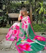 Women's Digital Print Chanderi Silk Saree, Saree Only, 6 Colours