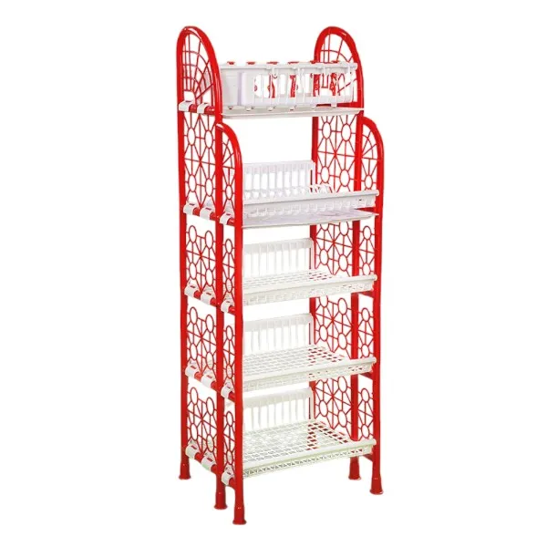 RFL Standard 5-Step ডাবল ট্রে কিচেন র‍্যাক, লাল-সাদা