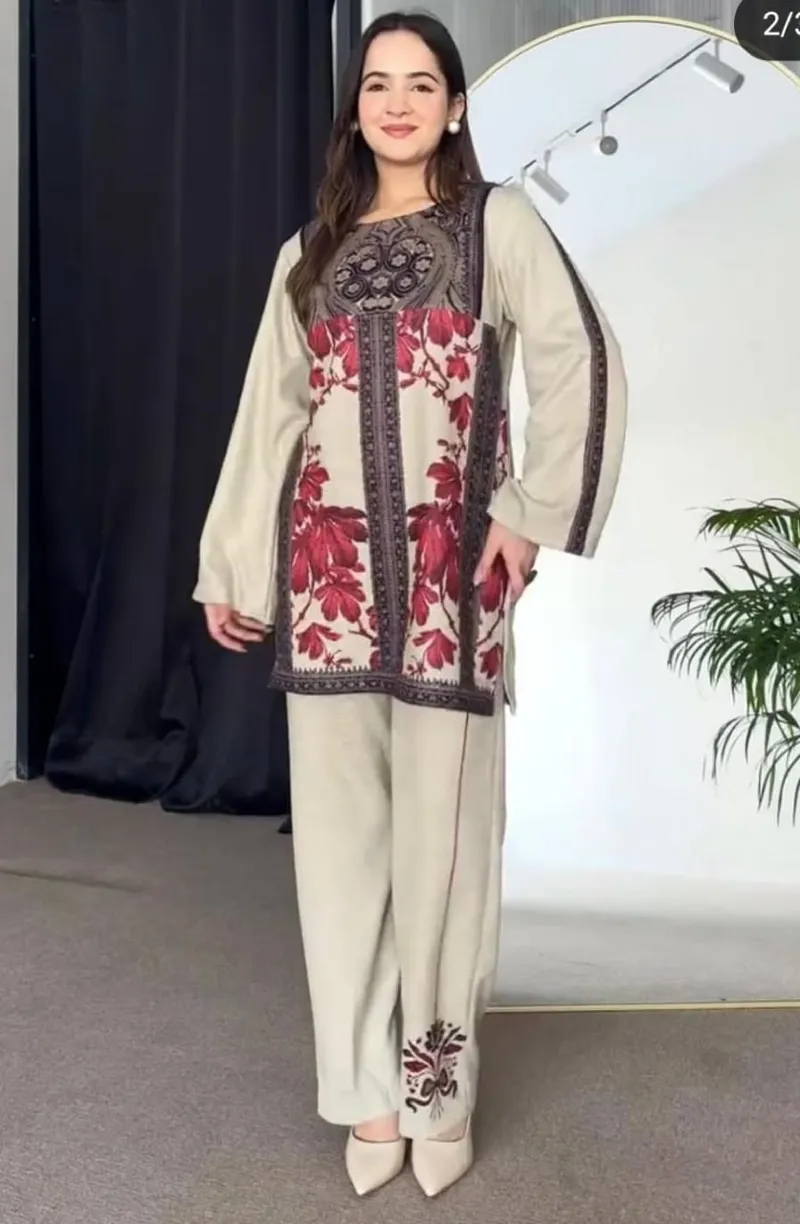 Dubai Silk ডিজিটাল প্রিন্ট টু পিস মেয়েদের জন্য, 4টি রং