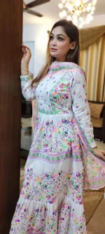 মেয়েদের AC কটন থ্রি পিস, বডি 42/44, পিওর কটন ওড়না