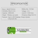 USB Type-C রিচার্জেবল AA ব্যাটারি 1.5V, ফাস্ট চার্জিং (4 পিস)