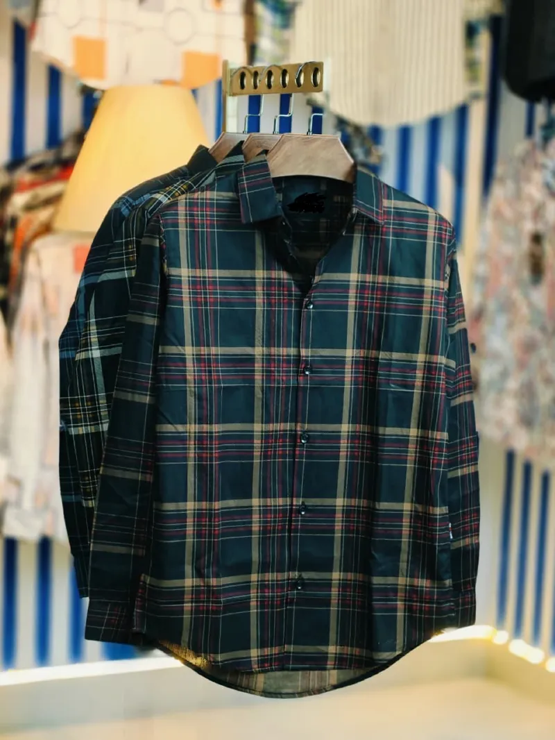 Men's Pure Cotton Full Sleeve Check and Print Shirt, Slim Fit
