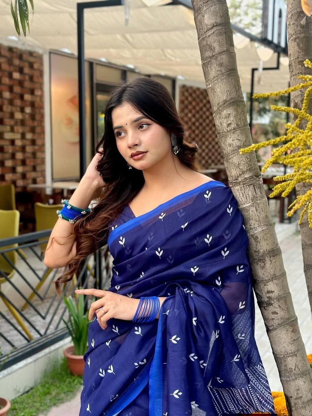 Chanderi Silk Party Saree with Matching Blouse Piece, 4 Colours