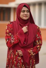 Mousumi Two-Pleat Borka, Brown with Brown Print Combination