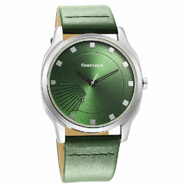 Fastrack NS3255SL02 Stunners Quartz Analog Green Dial Leather Strap Watch