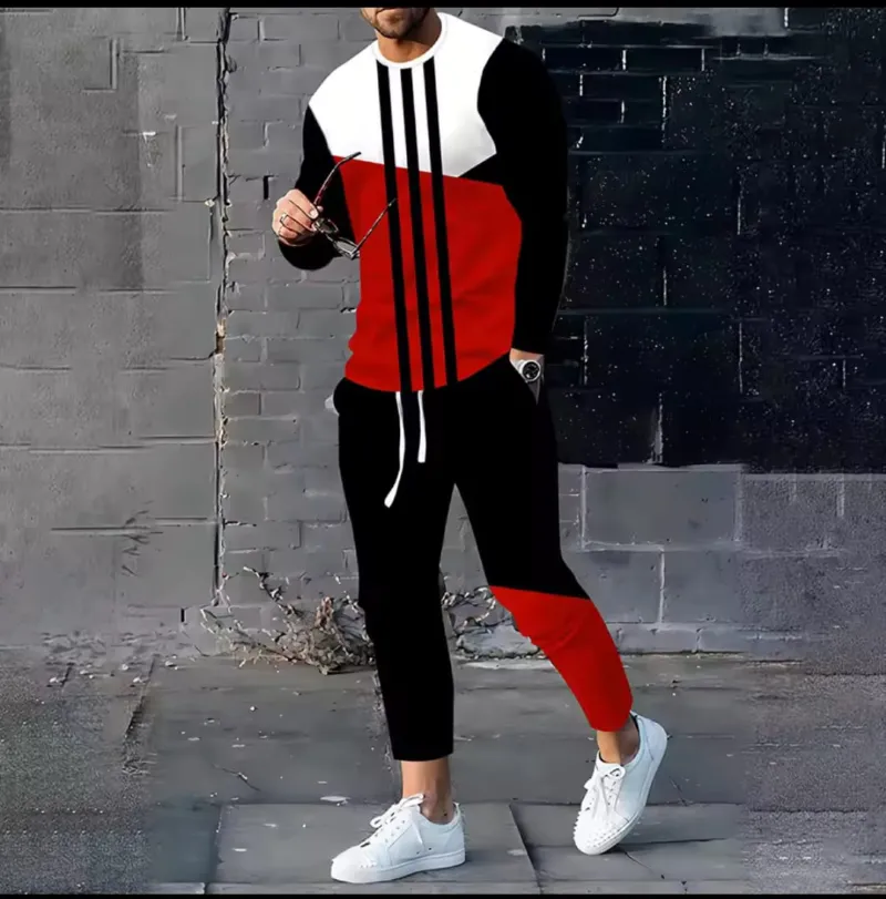 Men's 160 GSM Mesh Jersey Full Sleeve T-Shirt and Trouser Set