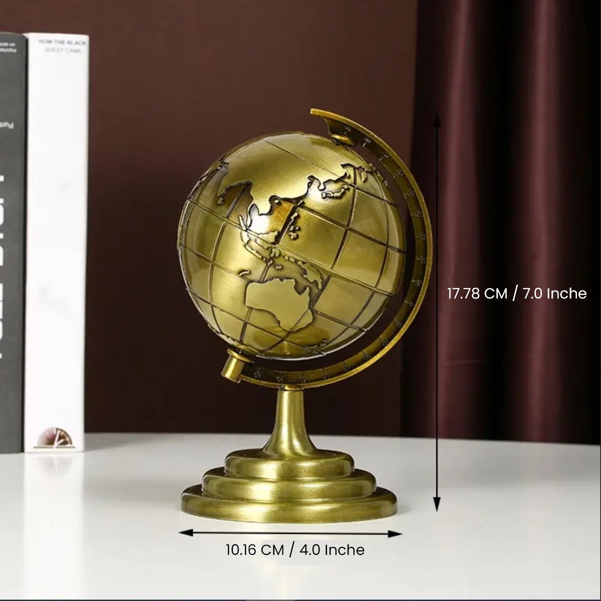 World Map 3D Rotating Glove Decoration Gift- Golden & Eiffel Tower Metal Showpiece Decoration Gift