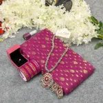 হাফ সিল্ক জামদানি শাড়ি কম্বো সেট - বেগুনি (Purple)