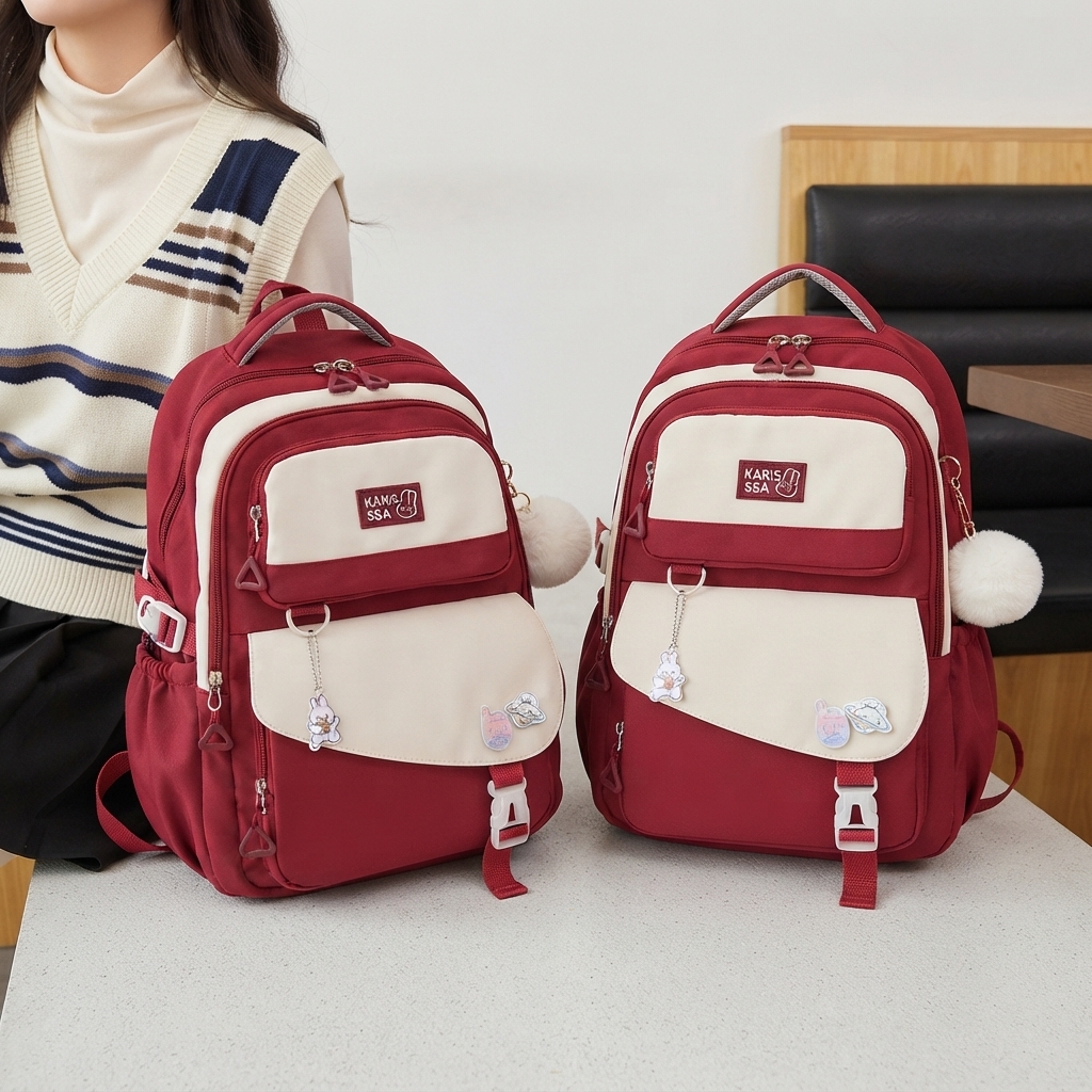 Cute KARISSA Casual Premium Kids School Backpack - Red