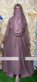 এমব্রয়ডারি কোটি বোরকা হিজাবসহ, লম্বা 52 থেকে 56