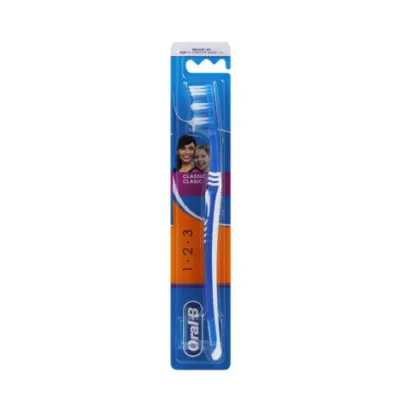 Oral-B 1 2 3 Classic 40 মিডিয়াম টুথব্রাশ - গাঢ় নীল