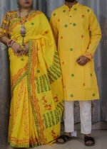 Block Print Dhupian Saree and Panjabi Couple Dress, 38 to 46