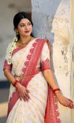 অরুণাঞ্জলি সফট সিল্ক কাতান শাড়ি, ম্যাচিং ব্লাউজ পিসসহ