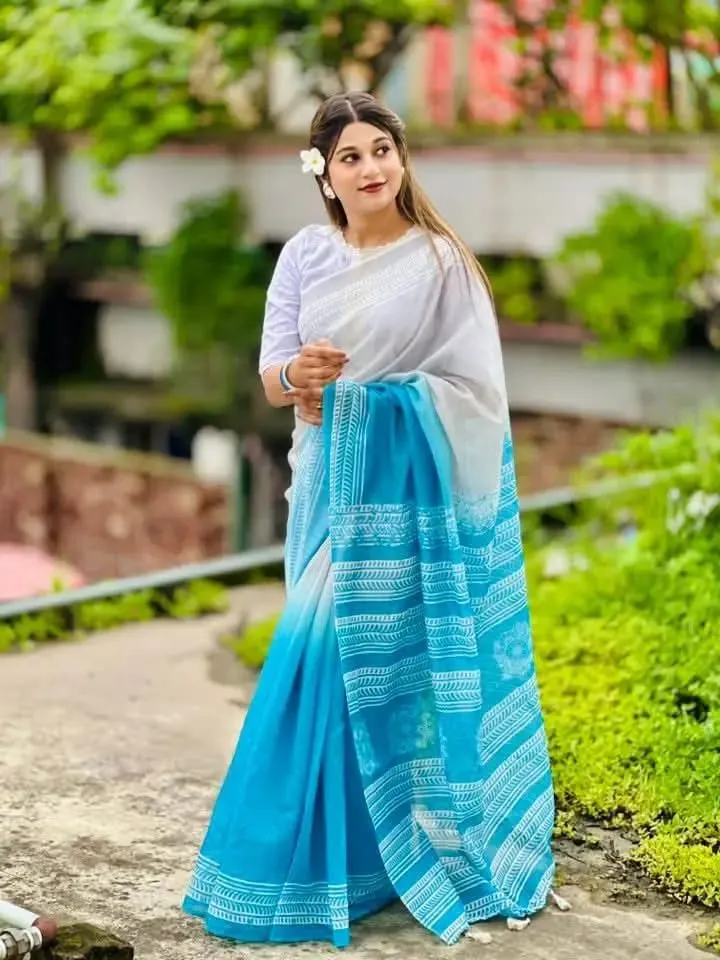 Chanderi Silk Multi-Colour Digital Print Saree, 5 Colours