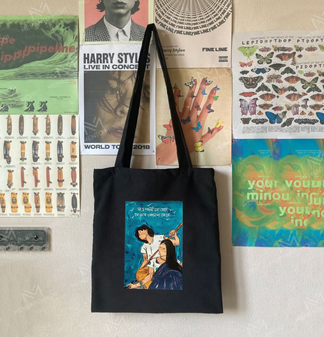 Printed Canvas Tote Bag for College and Shopping, 6 Colours
